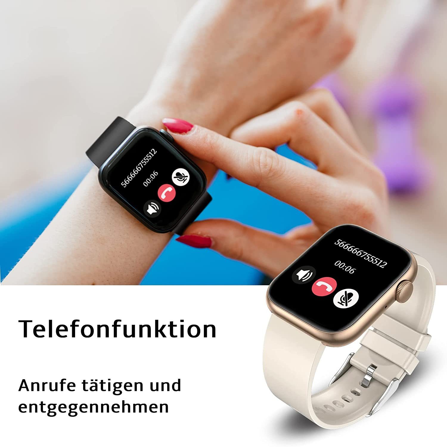 Mutoy Smartwatch Fitness Tracker Damen Herren mit Anruffunktion Smartwatch (1.85