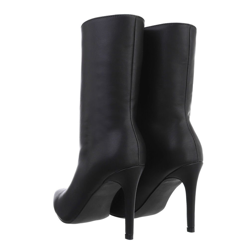 Ital-Design Damen Abendschuhe Elegant High-Heel-Stiefelette Pfennig-/Stilettoabsatz High-Heel Stiefeletten in Schwarz