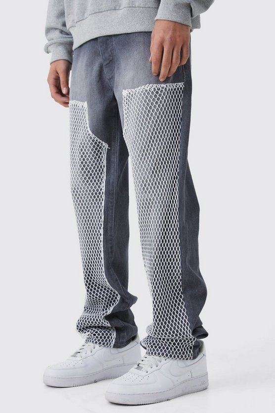 Lockere Mesh-Jeans