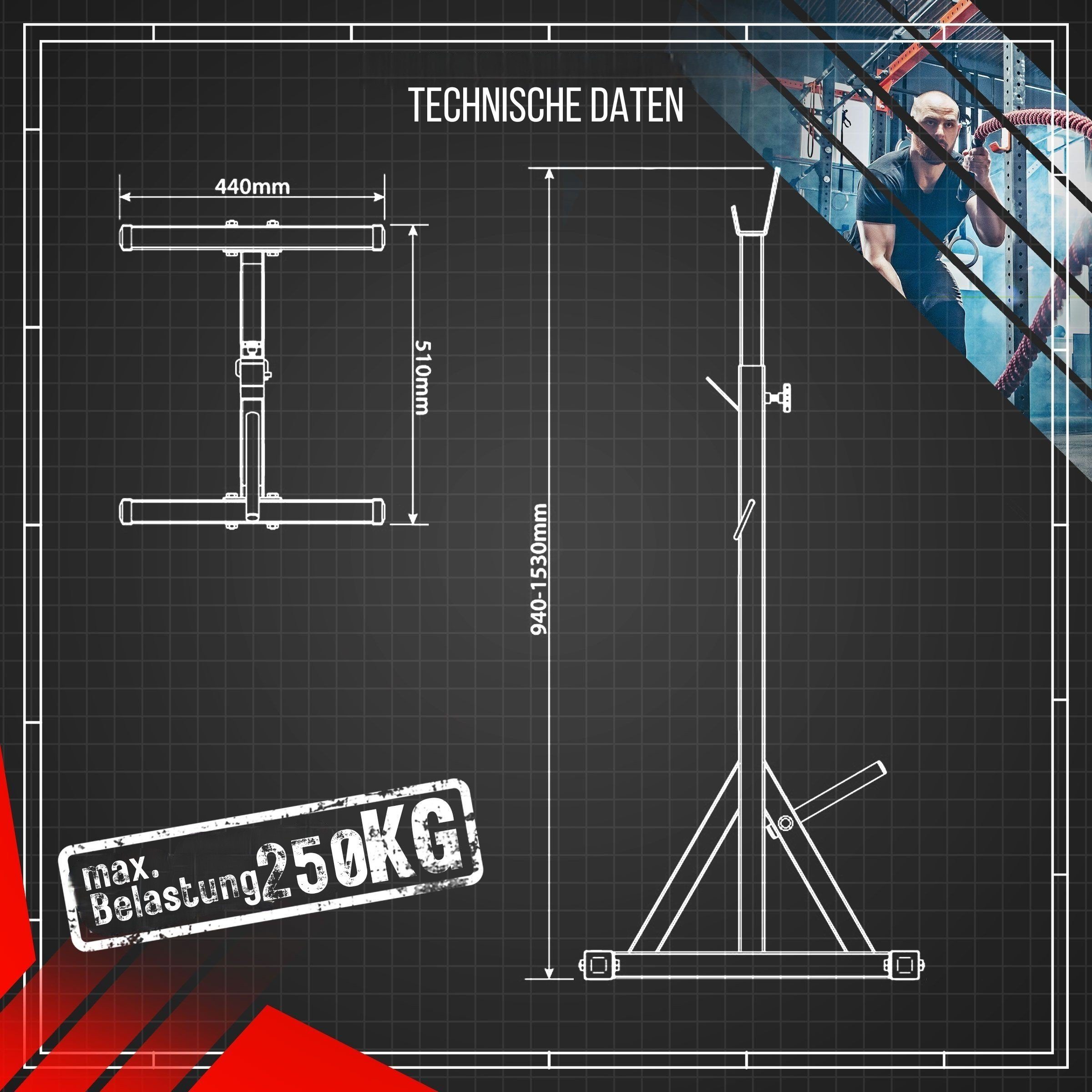 K-SPORT Kraftstation 2 x Langhantelständer, (Squat-Rack für Langhanteltraining, Kniebeugeständer, Langhantelablage bis 250kg), Made in EU!