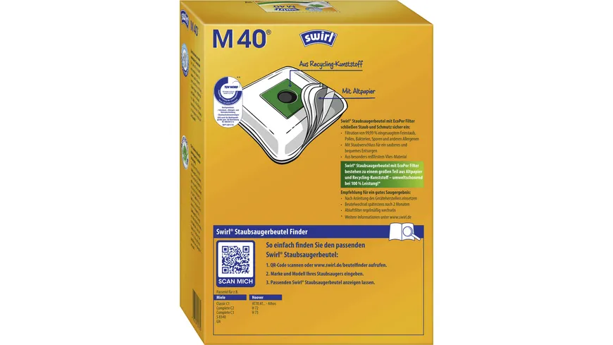 Swirl® M 40 Staubsaugerbeutel EcoPor®