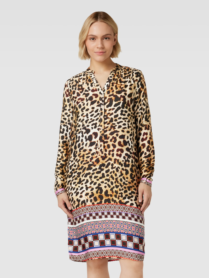 Tunikakleid aus Viskose mit Animal-Print in beige