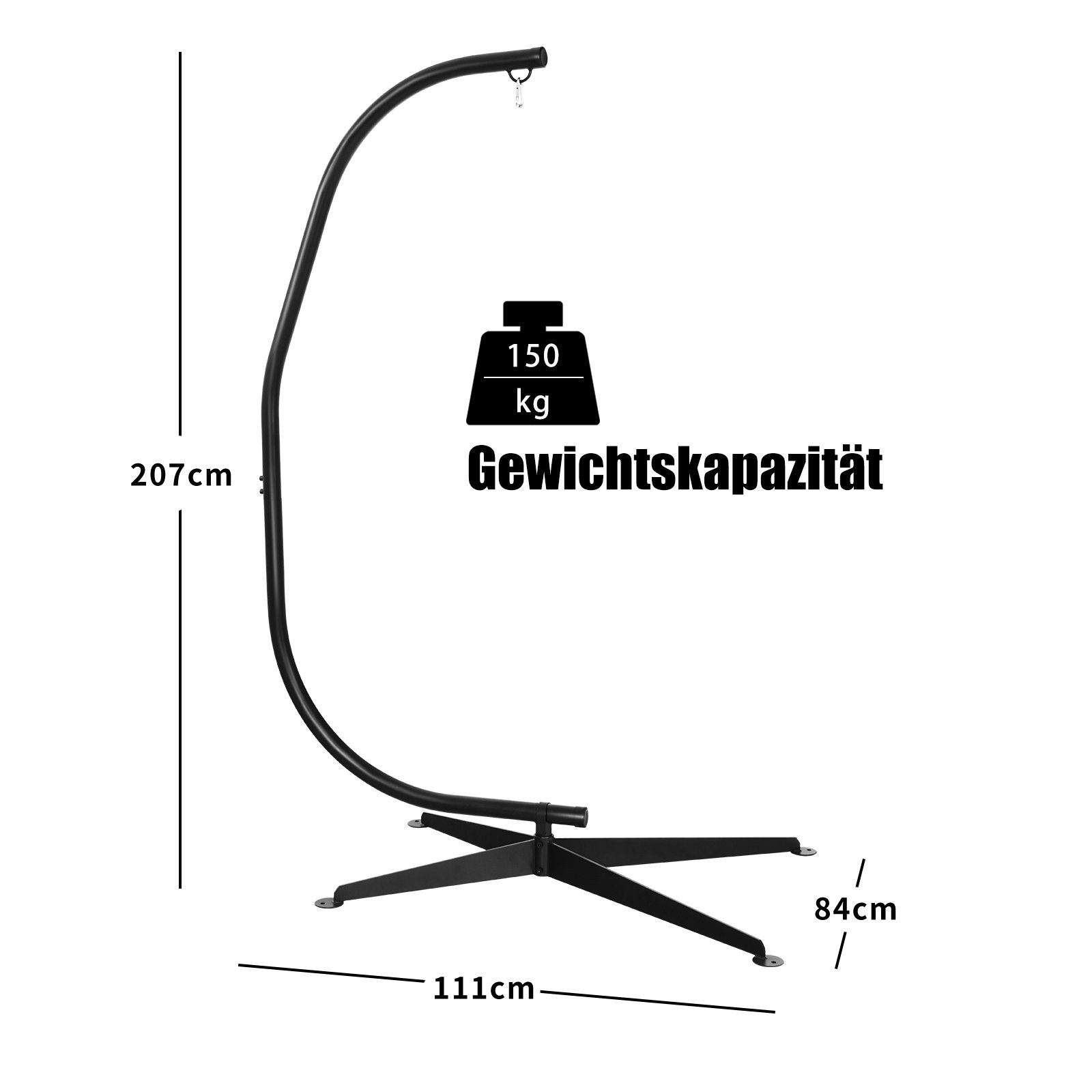 COSTWAY Hängemattengestell, Metall, belastbar bis 150kg, nur Gestell