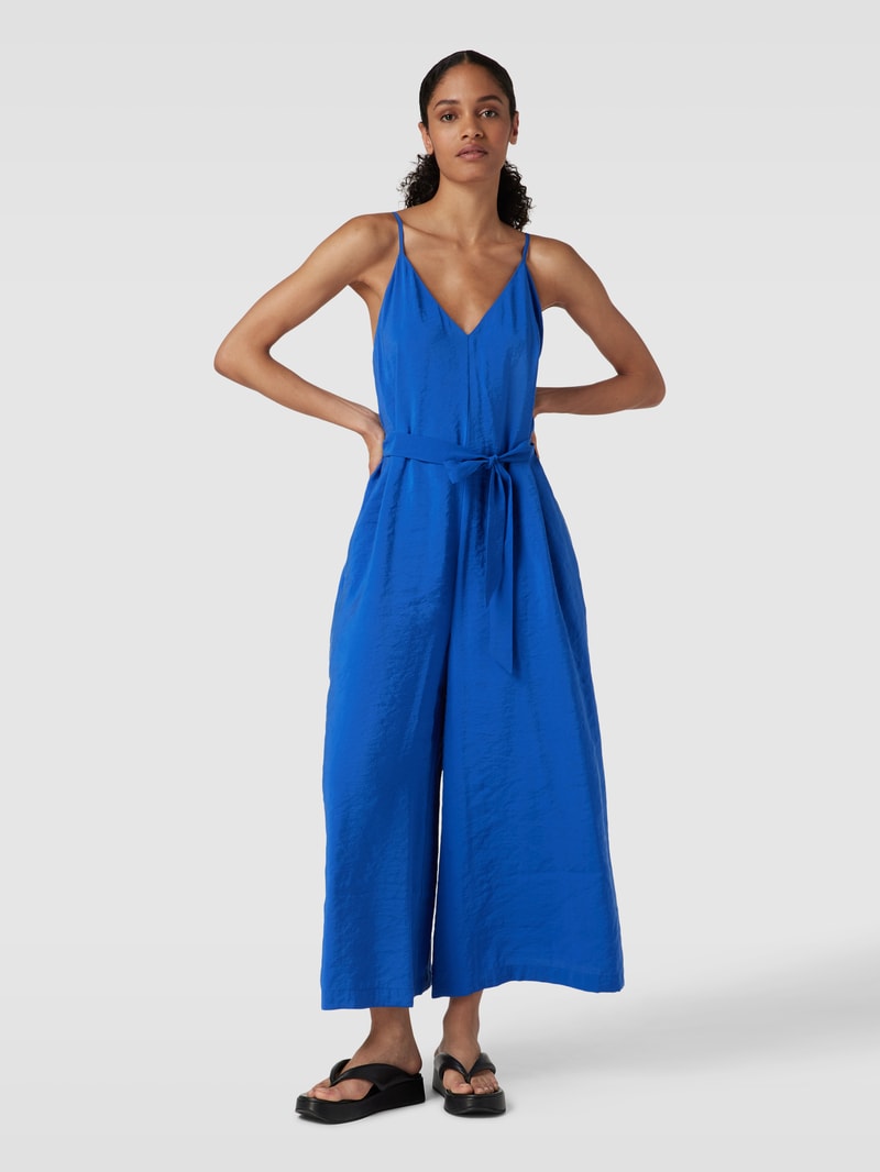 Jumpsuit mit Bindegürtel in royalblau