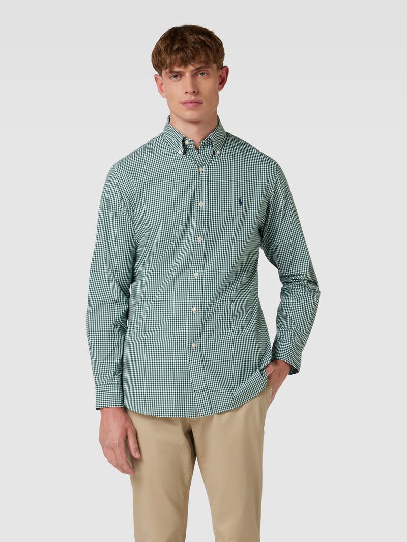 Slim Fit Freizeithemd mit Vichy-Karo in petrol