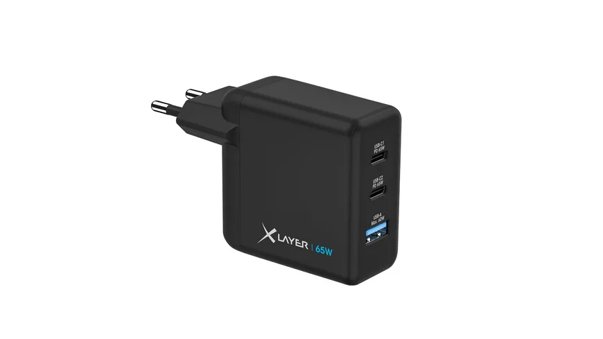 XLayer Powercharger 65W mit 2x USB Typ C & 1x USB Typ A Black