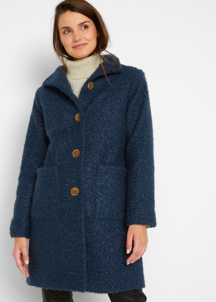 Boucle-Mantel mit Taschen