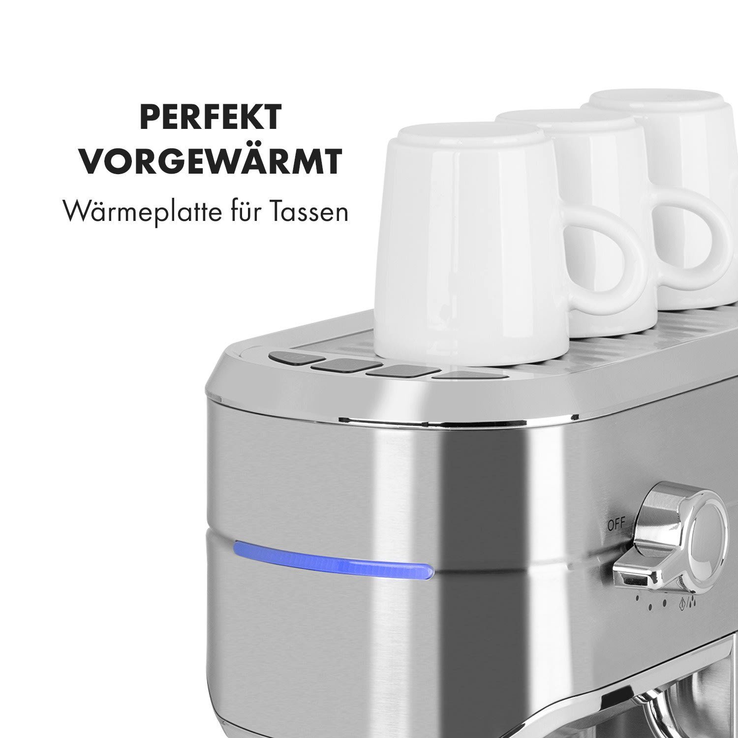 Klarstein Filterkaffeemaschine Futura Espressomaker, Für jede Tasse: Stoppfunktion für die richtige Menge