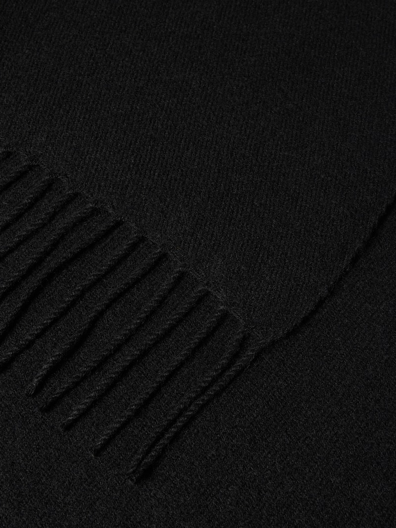 Schal mit Fransen und Label-Detail in schwarz