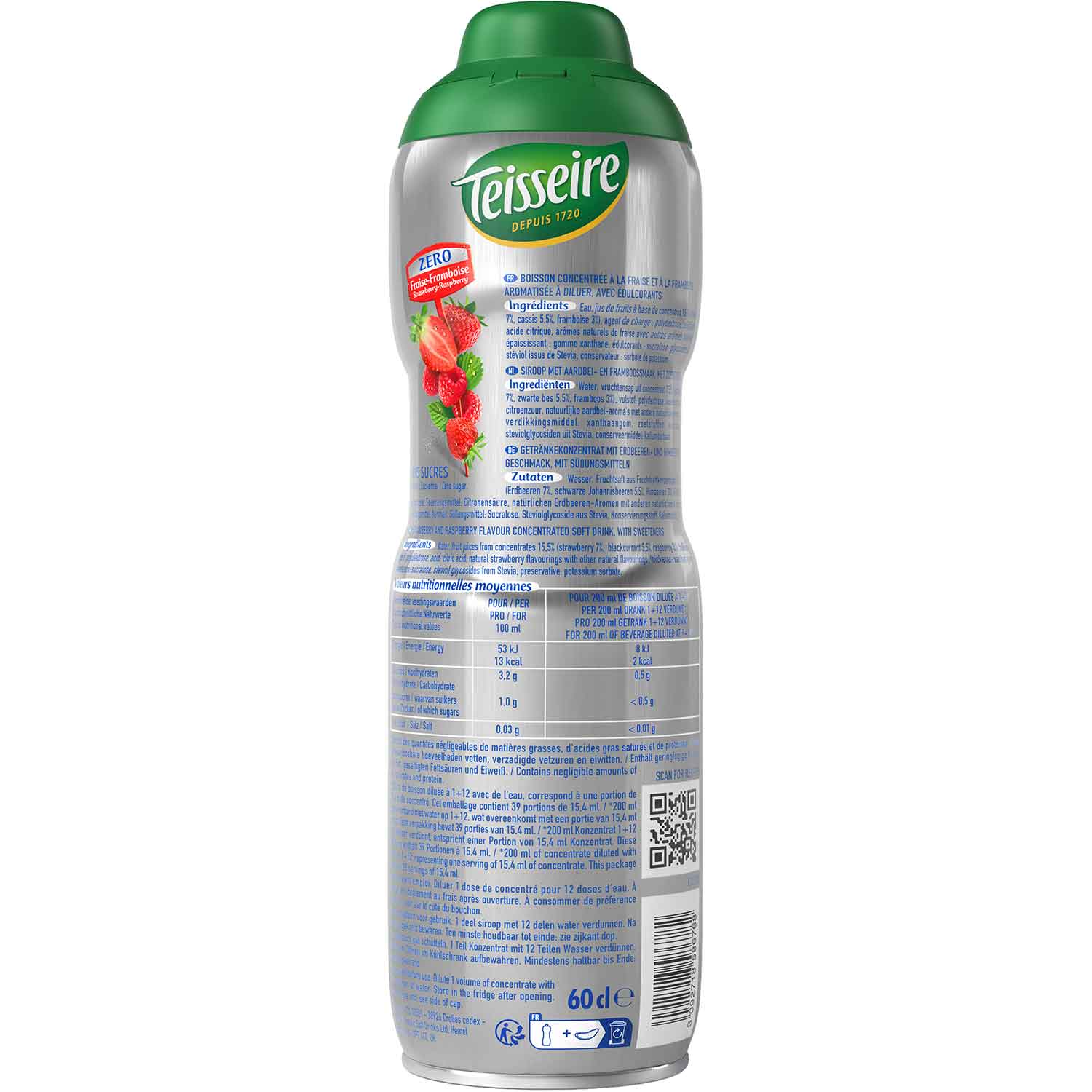 Teisseire Zero Erdbeere-Himbeere 600ml