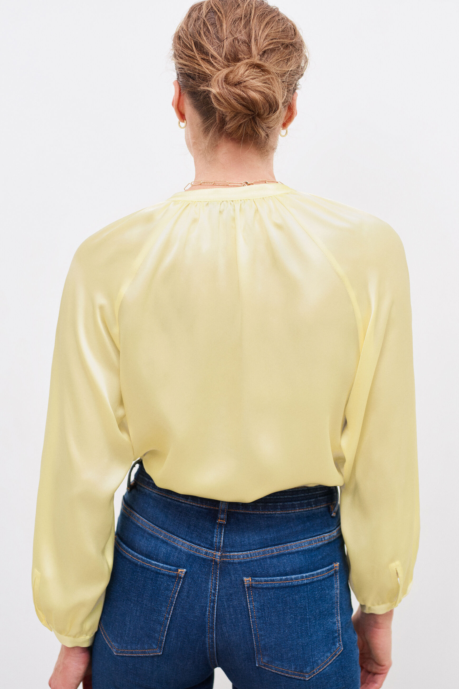 chemise bilk 100% soie jaune citron femme