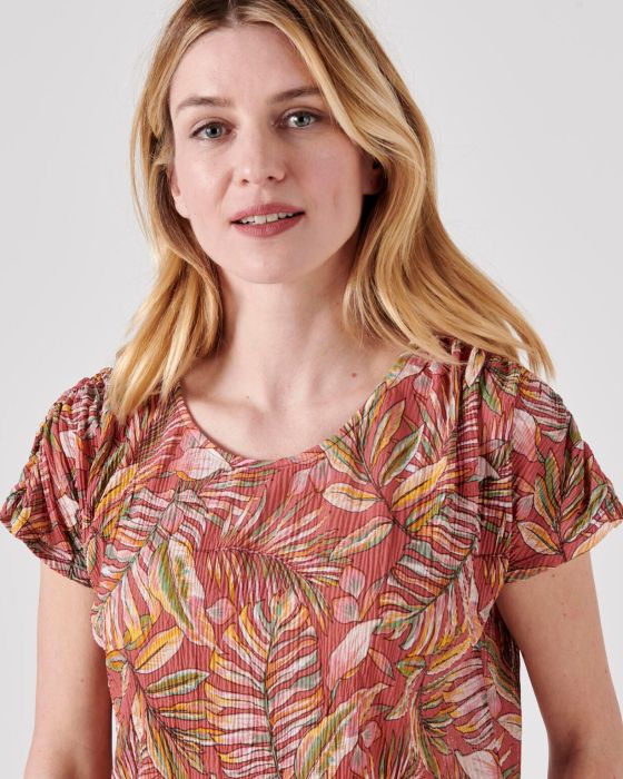 Tee-shirt résille imprimé fleurs