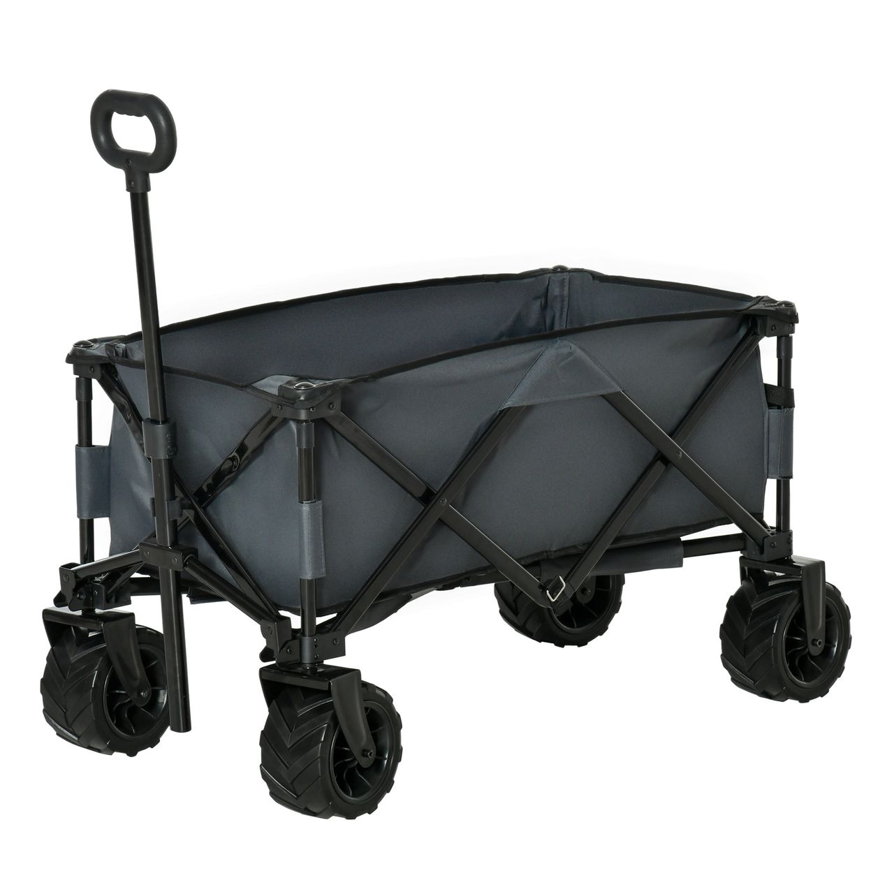 Outsunny Bollerwagen Faltbarer Handwagen 360° Gartenwagen bis 20 kg Tragkraft Metall Oxford Dunkelgrau 108 x 53 x 59-89 cm