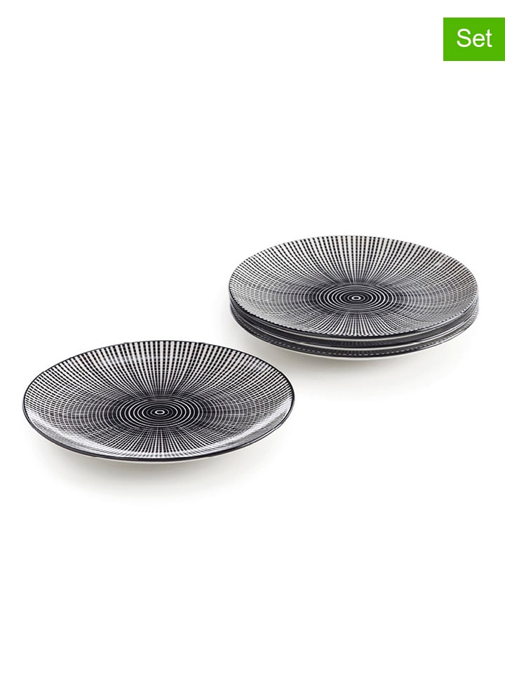 Brandt 4er-Set: Dessertteller in Weiß/ Schwarz - Ø 19,2 cm günstig kaufen onesize