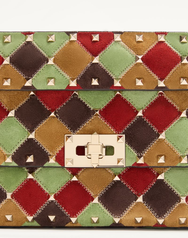 Valentino Garavani Rockstud Spike Lille Patchwork Ruskindstaske
