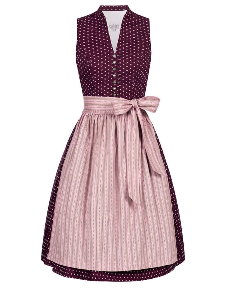 Nübler Dirndl midi Rita in Weinrot-Rosa günstig kaufen
