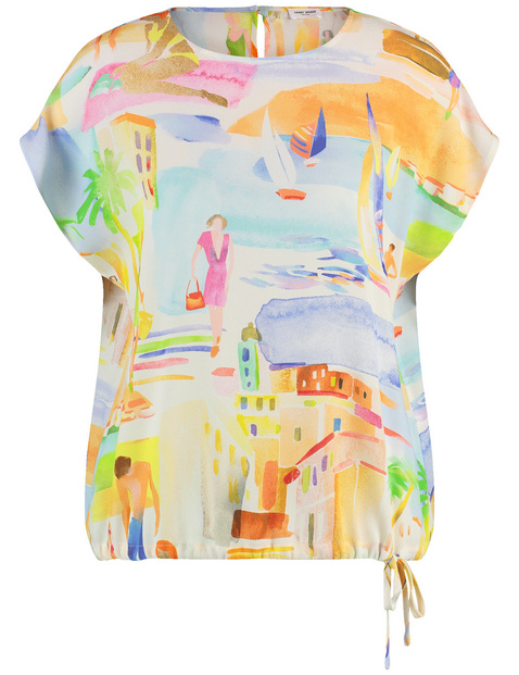 Gemustertes Blusenshirt mit Tunnelband