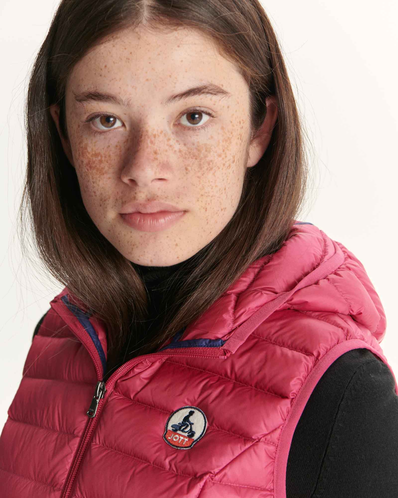 Doudoune légère à capuche sans manches Rose cerise Mali