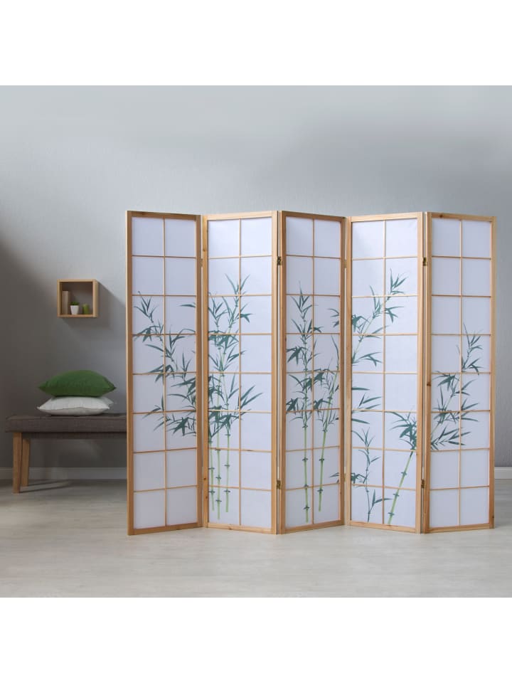 Homestyle4u 5-tlg. Paravent Shoji in Braun Bambusmuster 220x175 cm günstig kaufen onesize