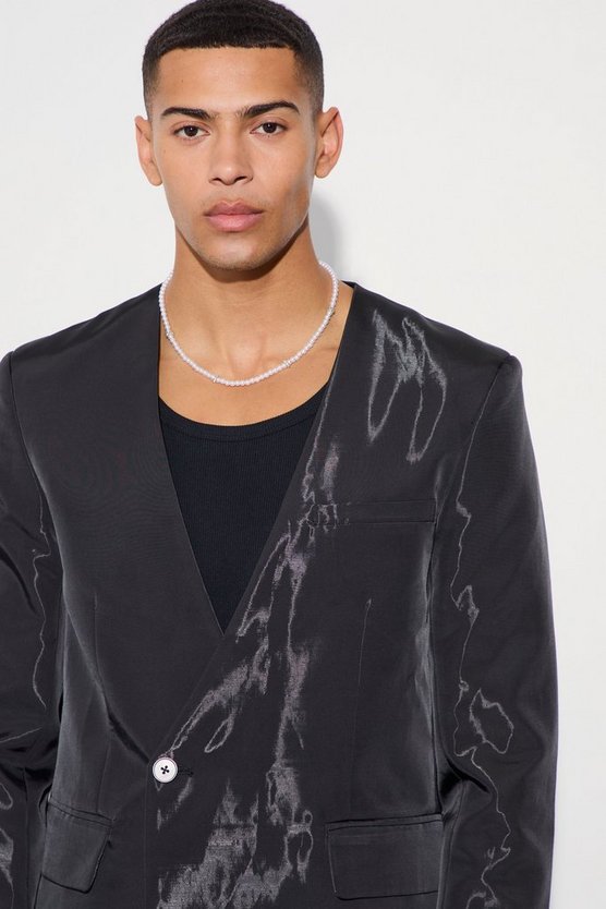 Kragenloser Metallic-Blazer