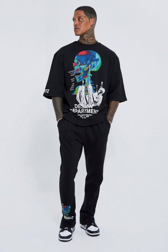Oversize Sweatshirt-Trainingsanzug mit Print