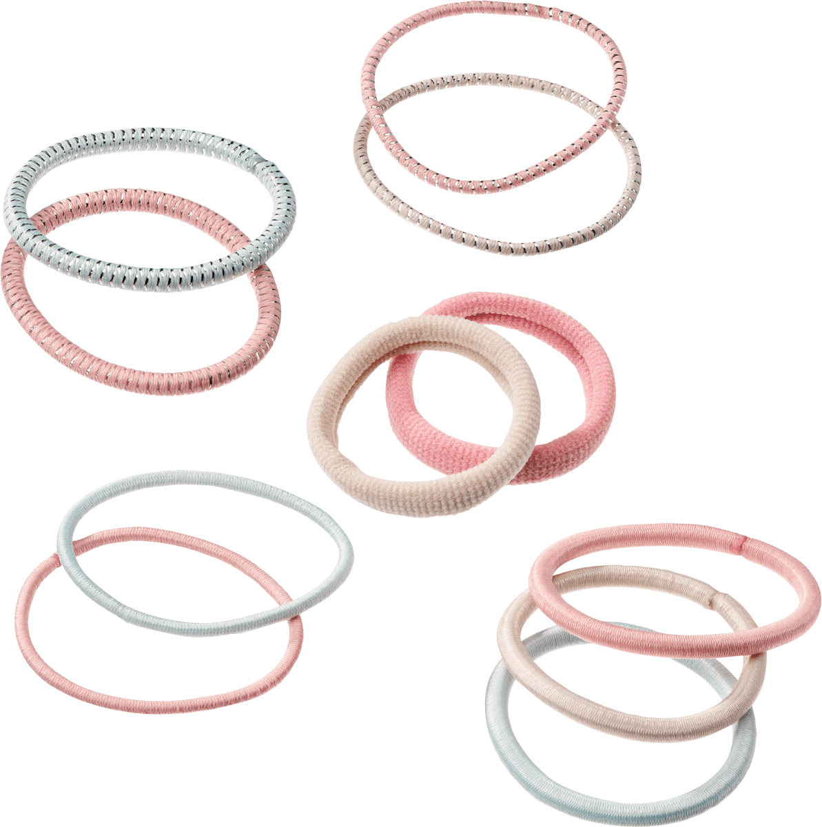 Haargummis beige, rosa, hellblau, 39 St