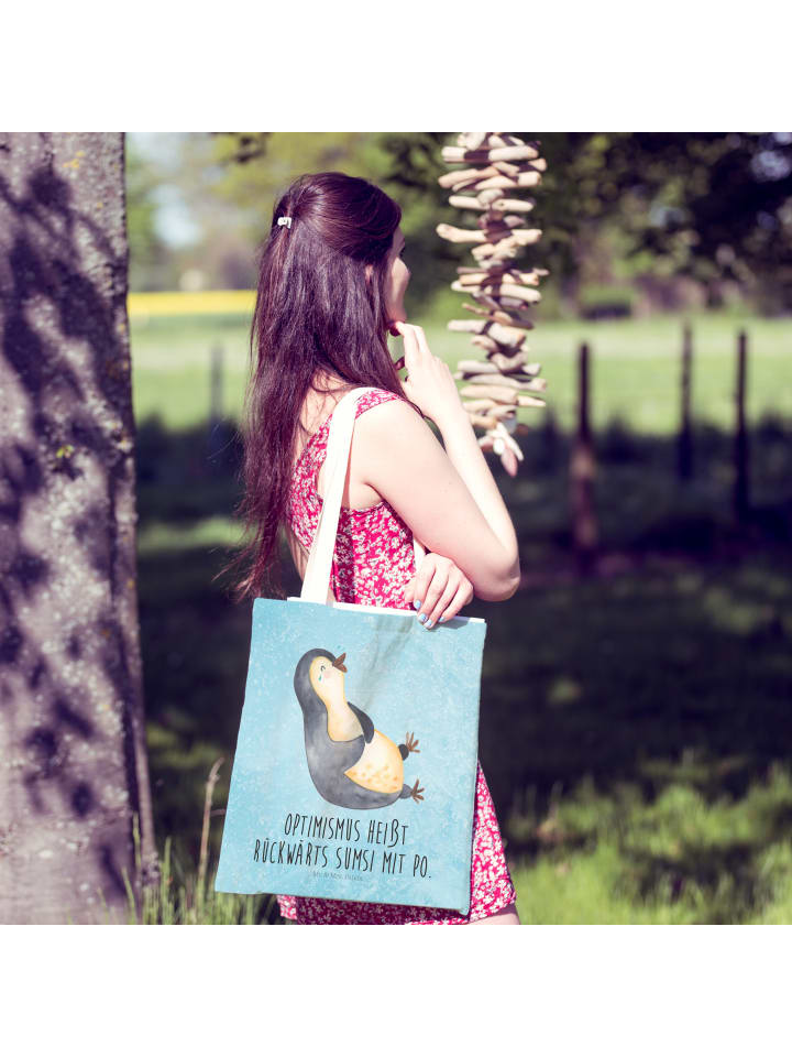 Mr. & Mrs. Panda Einkaufstasche Pinguin Lachen mit Spruch in Eisblau günstig kaufen onesize