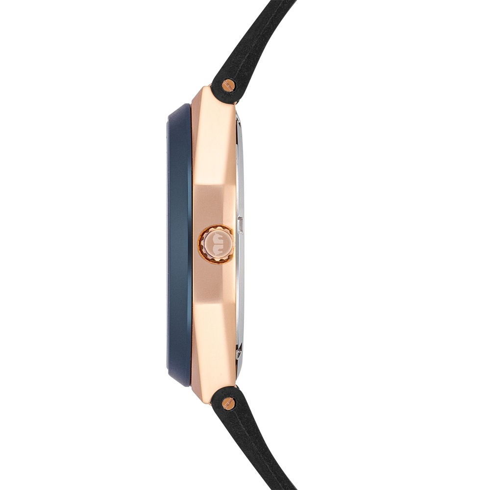 Rhodenwald & Söhne Montre à quartz Cooledge en Or rose Cuir véritable/silicone en Noir Montre