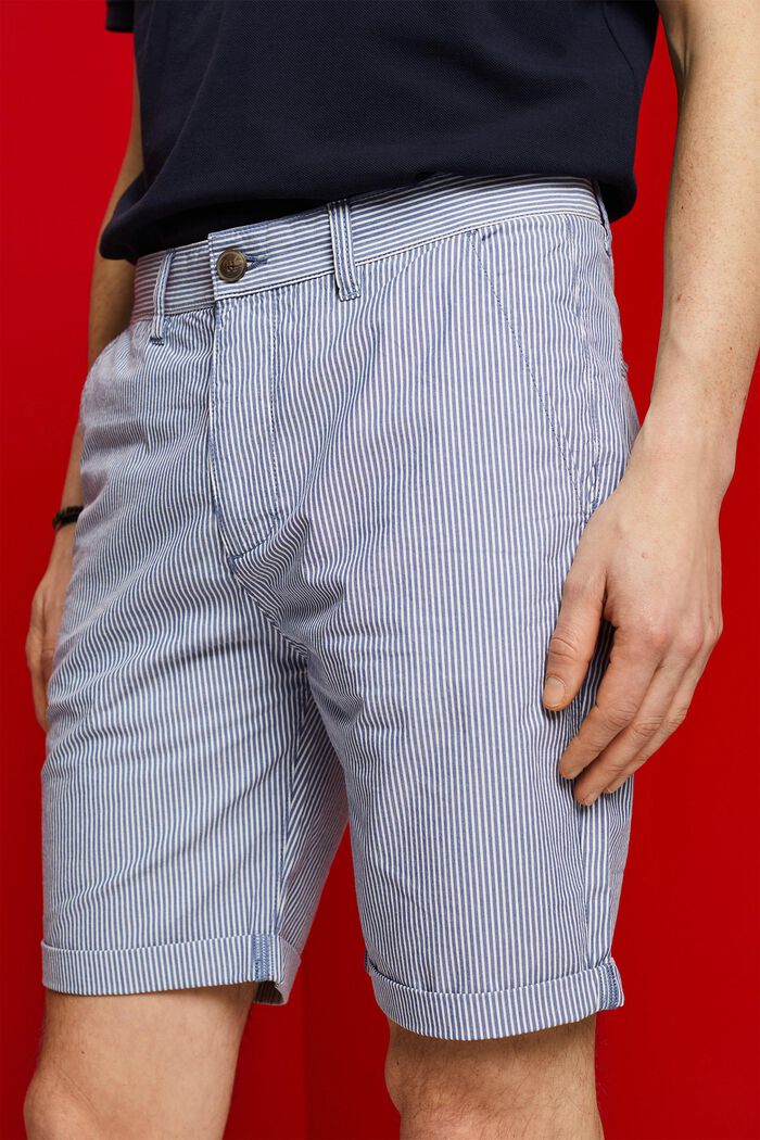 Gestreifte Chino-Shorts, 100 % Baumwolle
