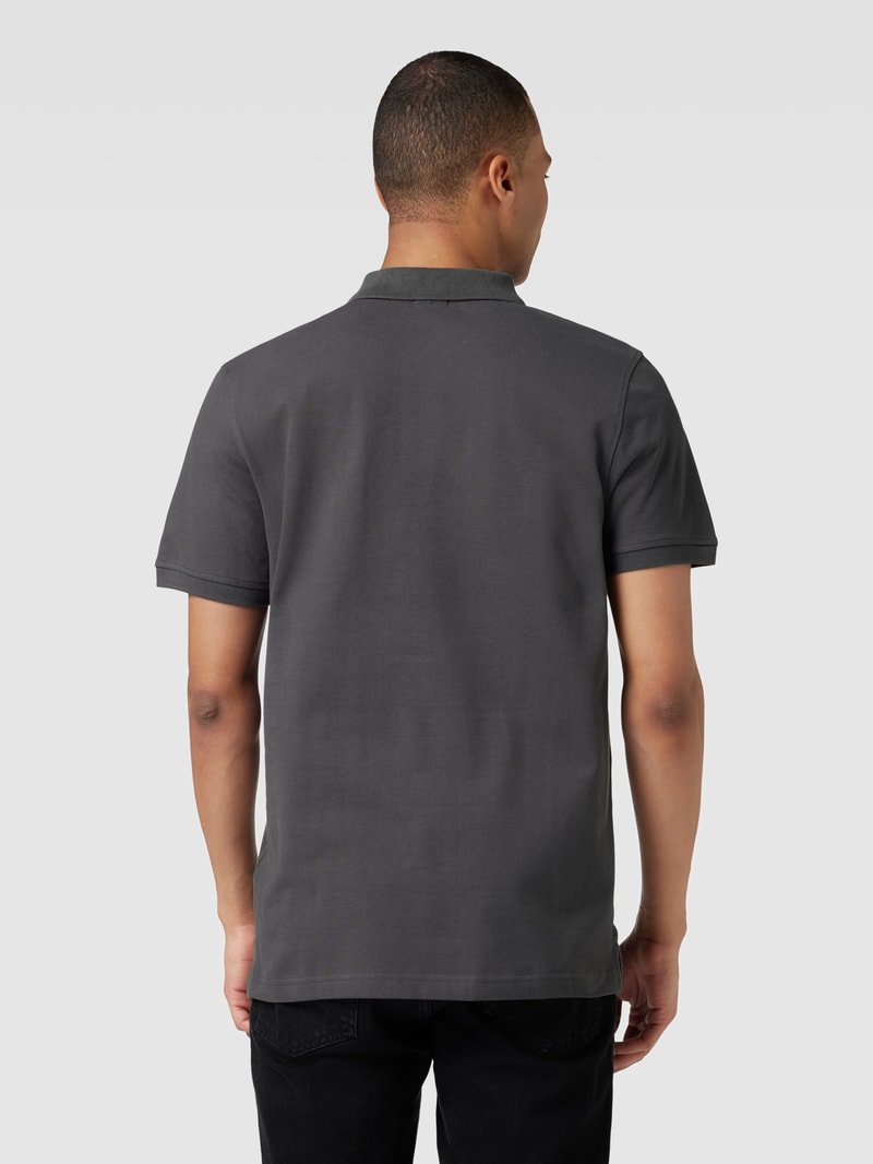 Poloshirt mit Label-Stitching in dunkelgrau