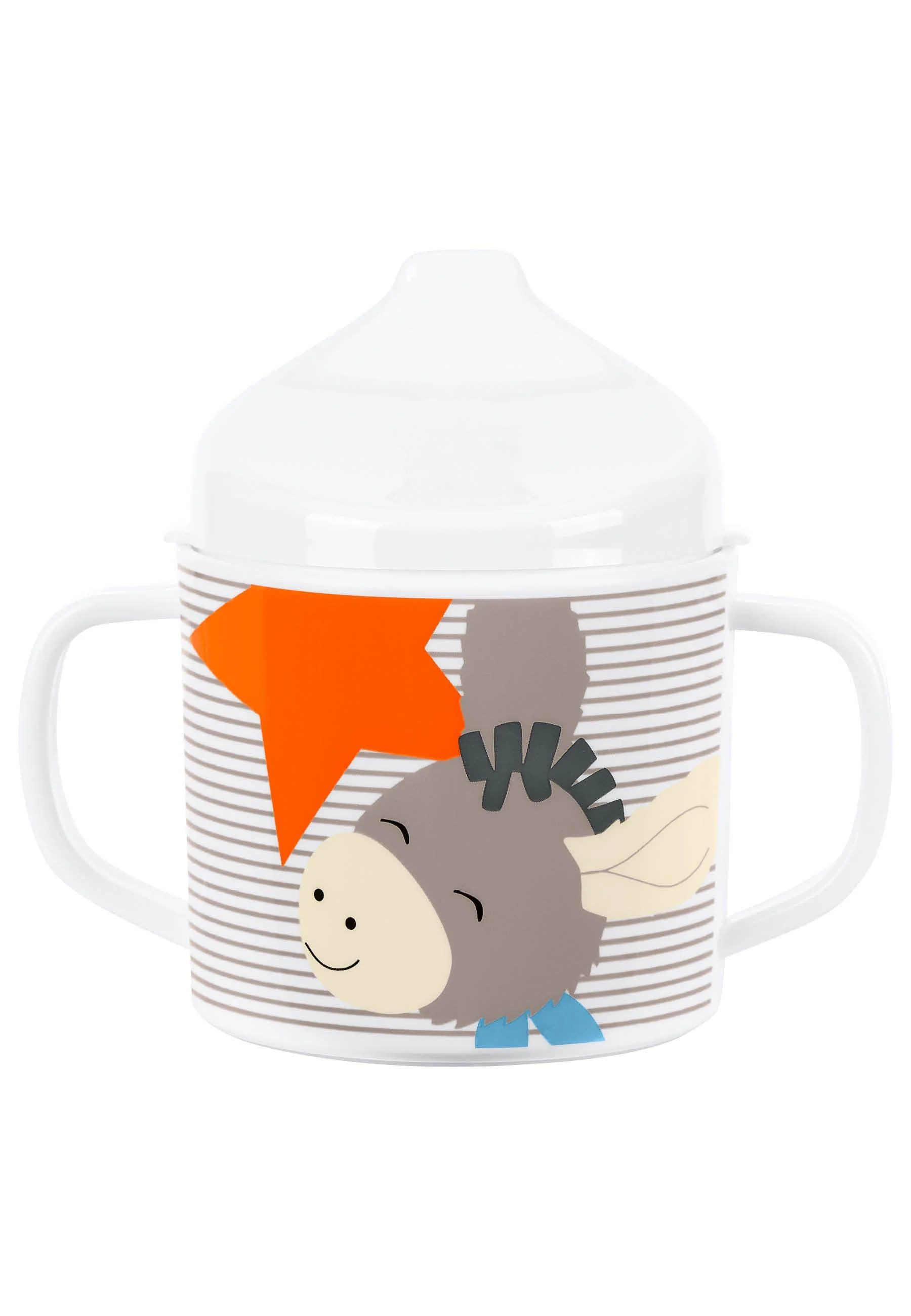 Henkeltasse Esel Emmi in Blau mit Trinkaufsatz