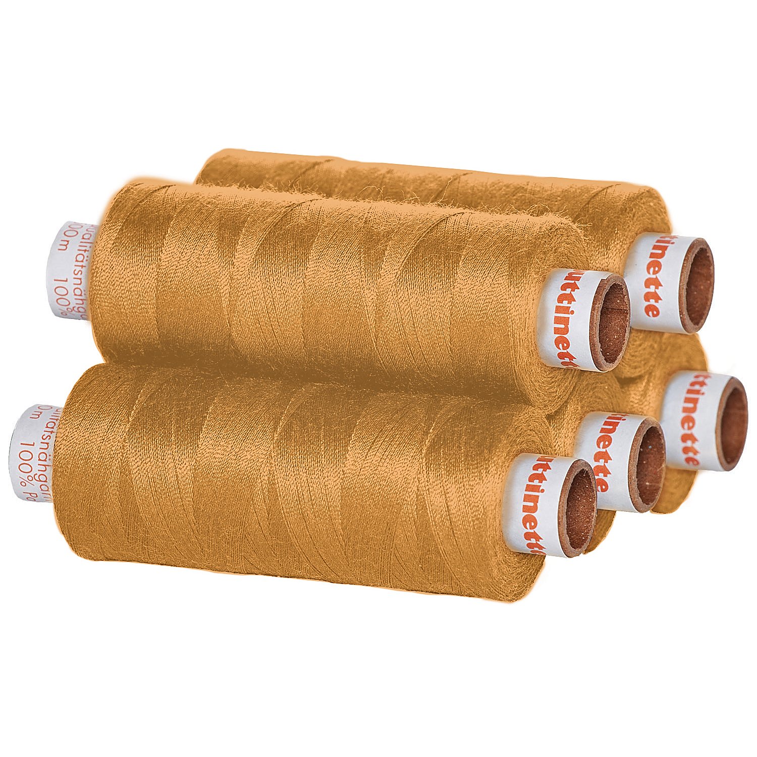 buttinette Universal-Nähgarn, Stärke: 100, 5er-Pack, ocker