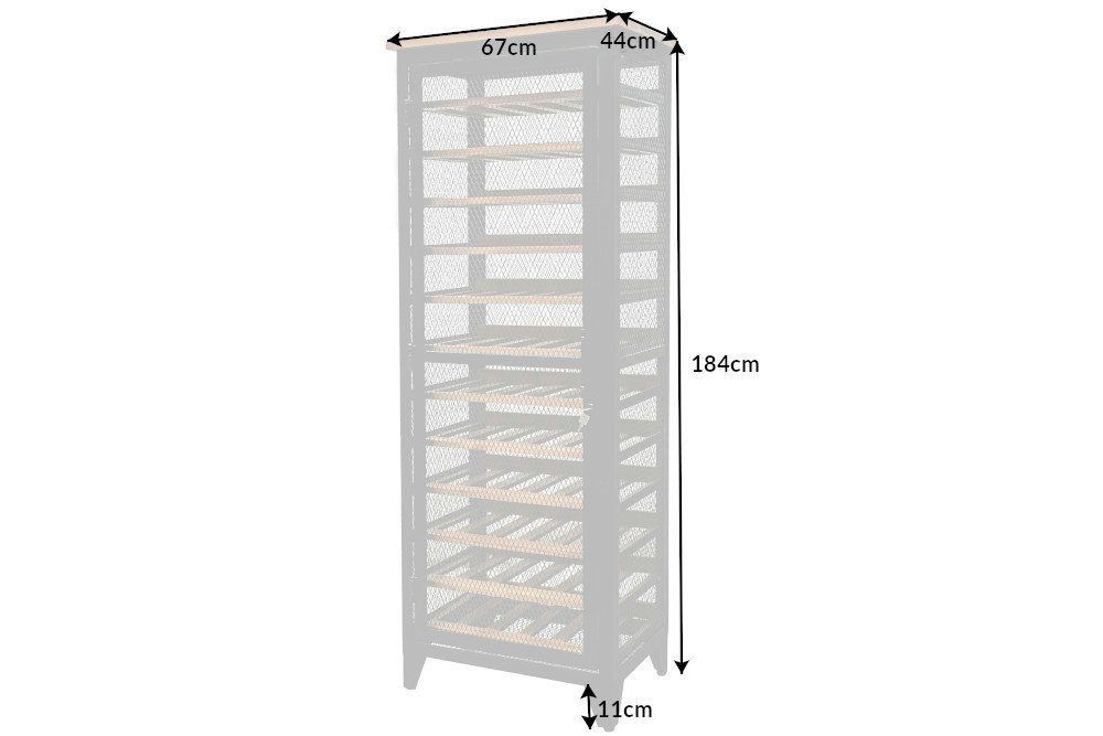riess-ambiente Weinregal BODEGA 184cm schwarz / natur, Einzelartikel 1-tlg., Wohnzimmer · Massivholz · Metall · für 72 Flaschen · Industrial