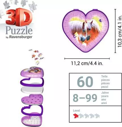 3D Puzzle Herzschatulle Pferde