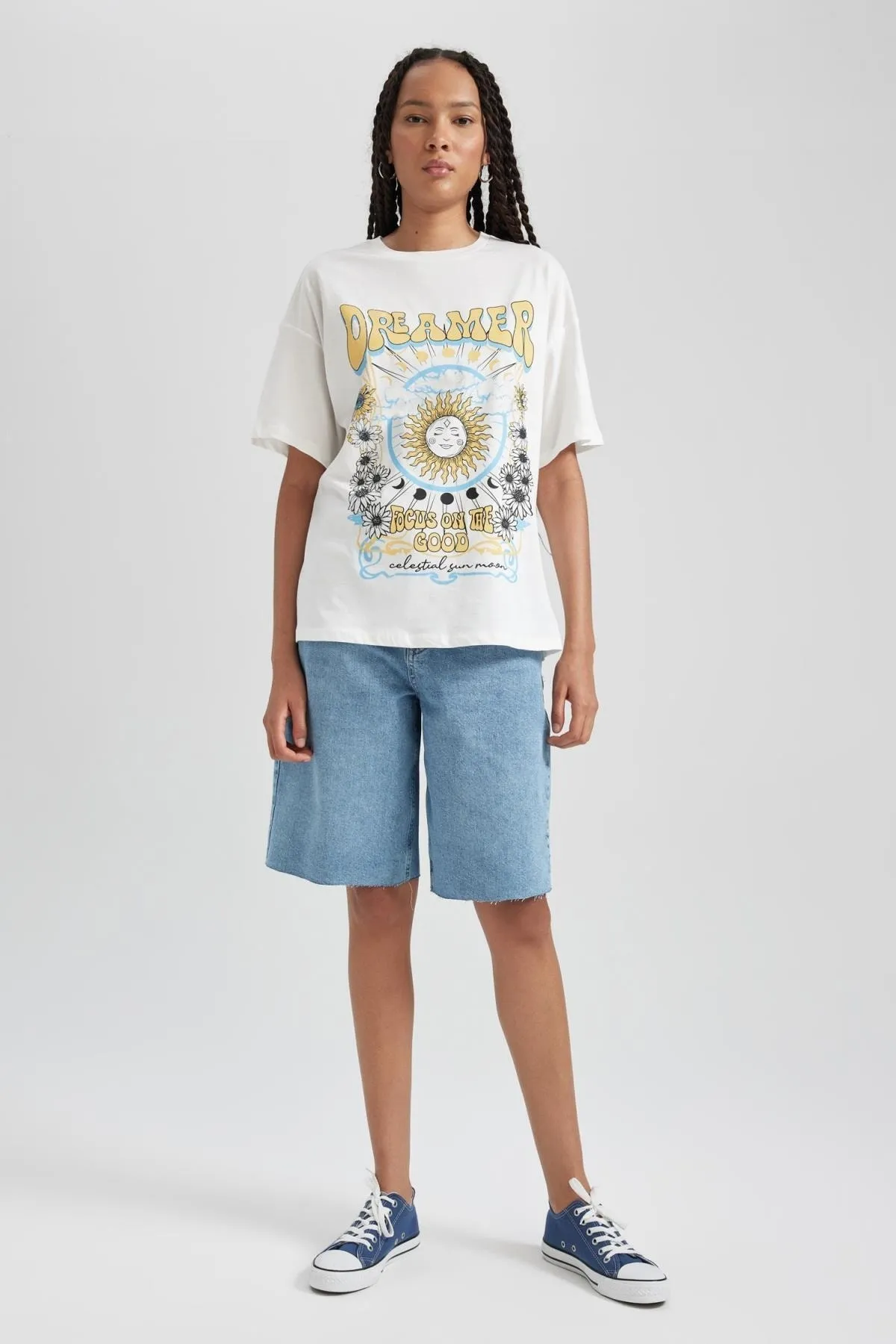 DeFacto  Jeans mit normaler Taille, 100 % Baumwolle, Bermuda B1242ax23hs