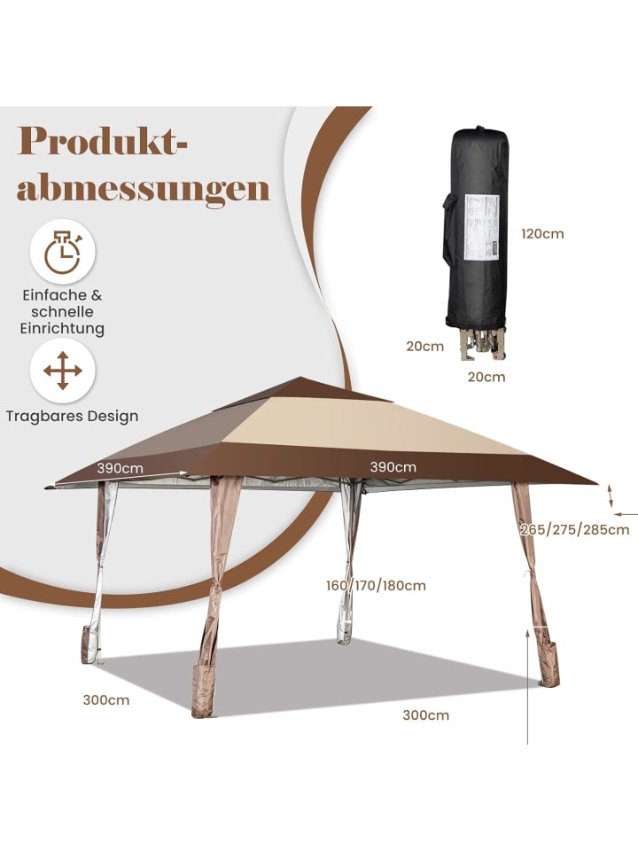 COSTWAY 4x4m Faltpavillon in Braun günstig kaufen onesize