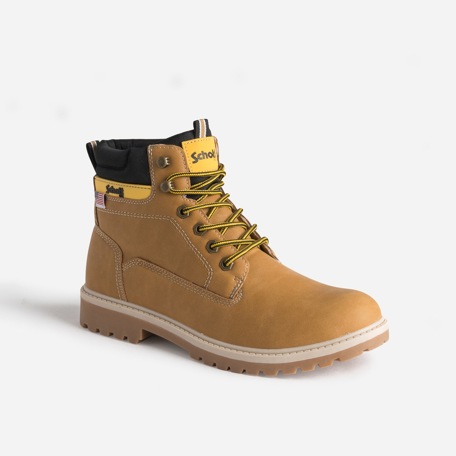 Boots à lacet SCHOTT camel semelle crantée