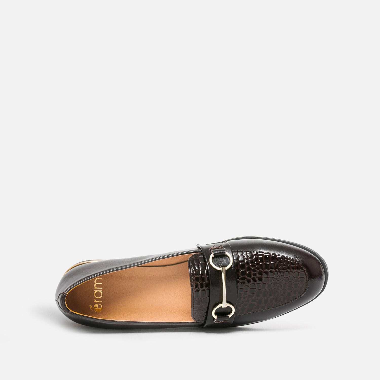 Mocassin marron verni embossé effet python