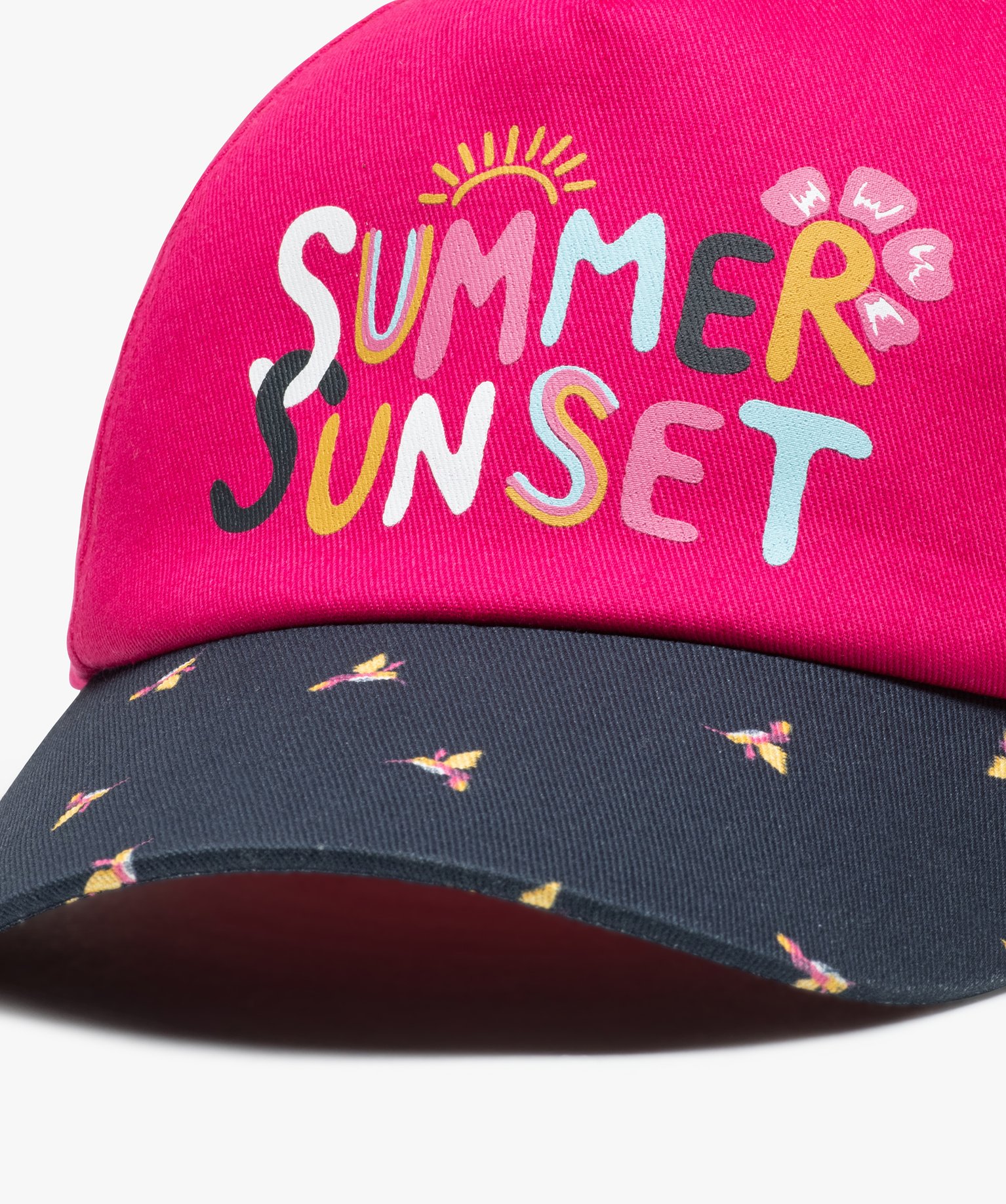 Casquette fille à visière imprimée oiseaux rose fonce | GEMO