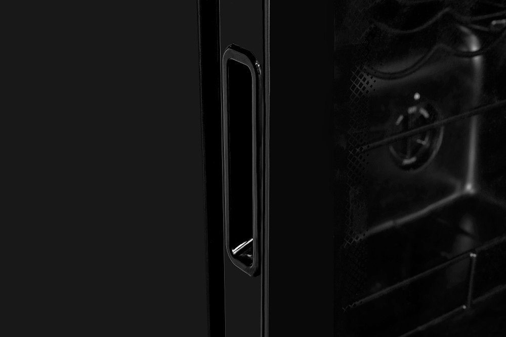 exquisit Weinkühlschrank WS1-12-GT-030G,für 14 Flaschen Isolierglastür schwarz EEK: G