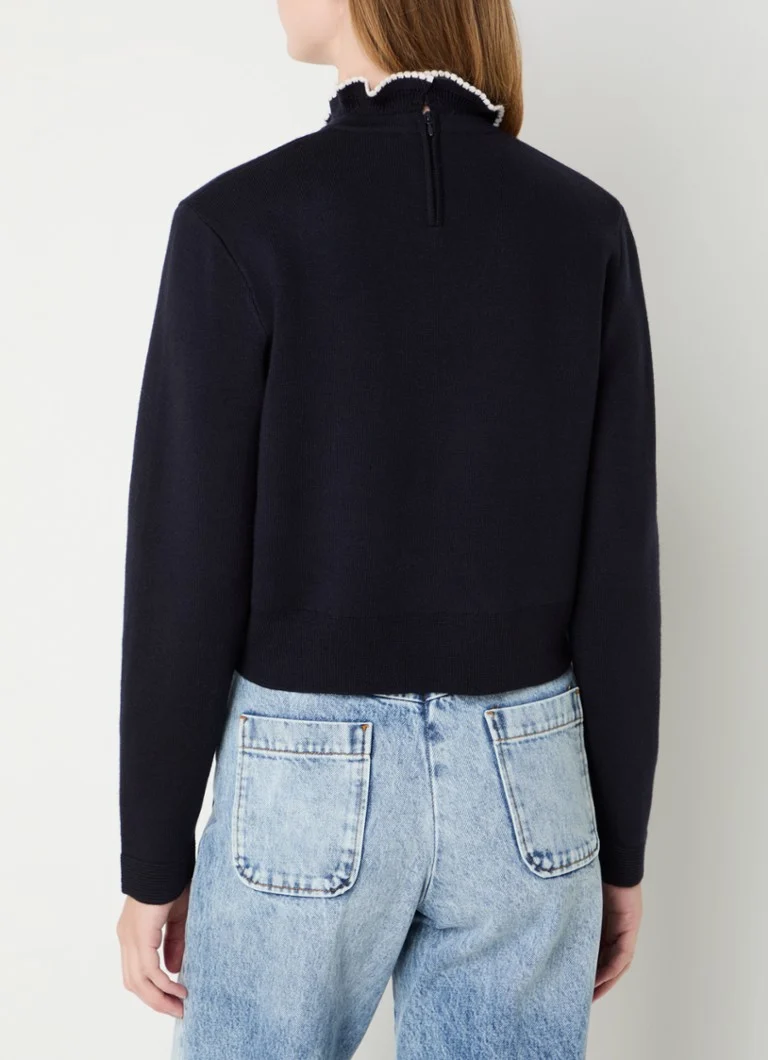 Sandro Fine-knit sweater in wool blend with ruffle collar