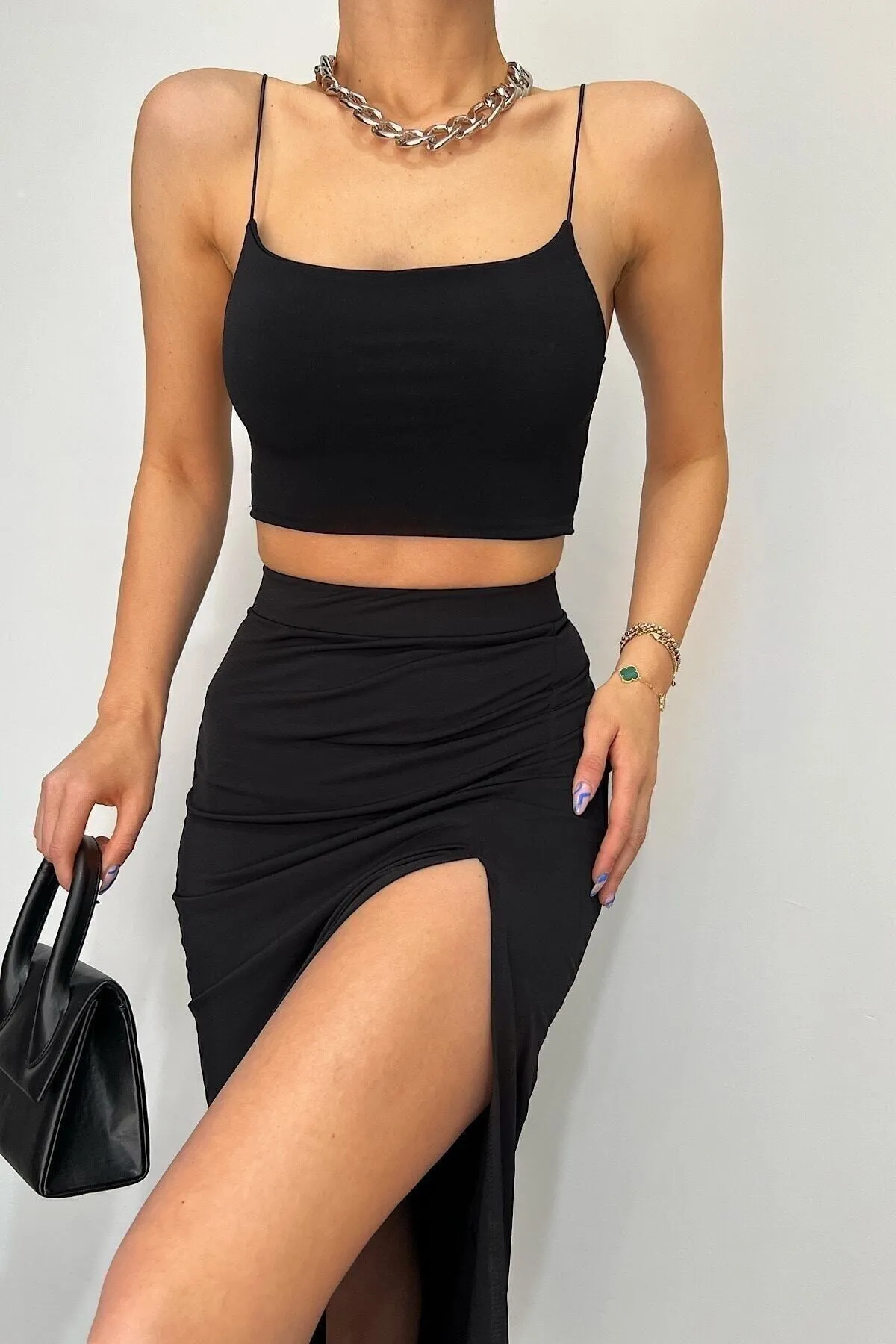 mymoda  Crop-Set mit seitlich geschlitztem Rock