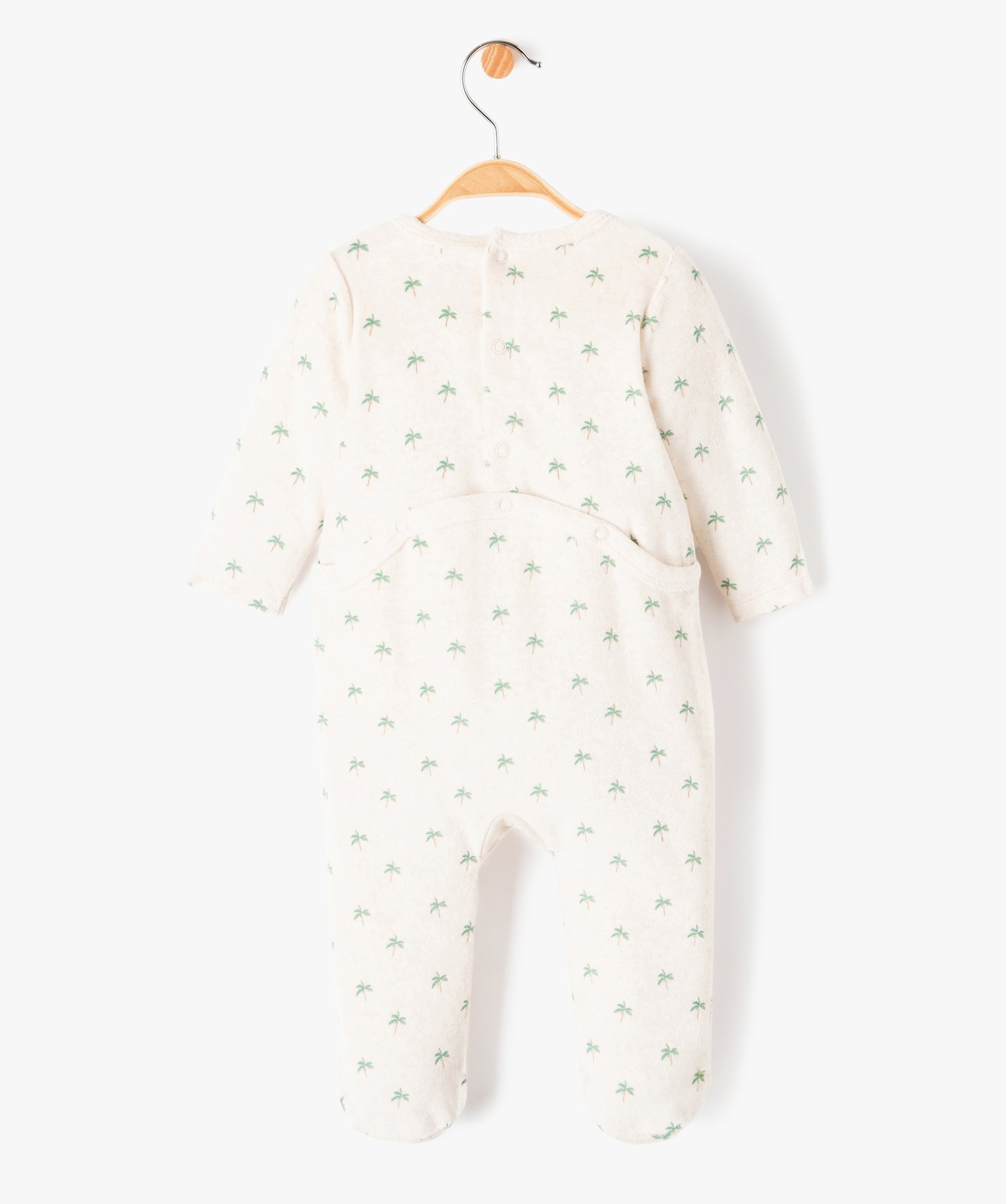 Pyjama bébé Garçon en velours imprimé palmiers et broderie beige | GEMO