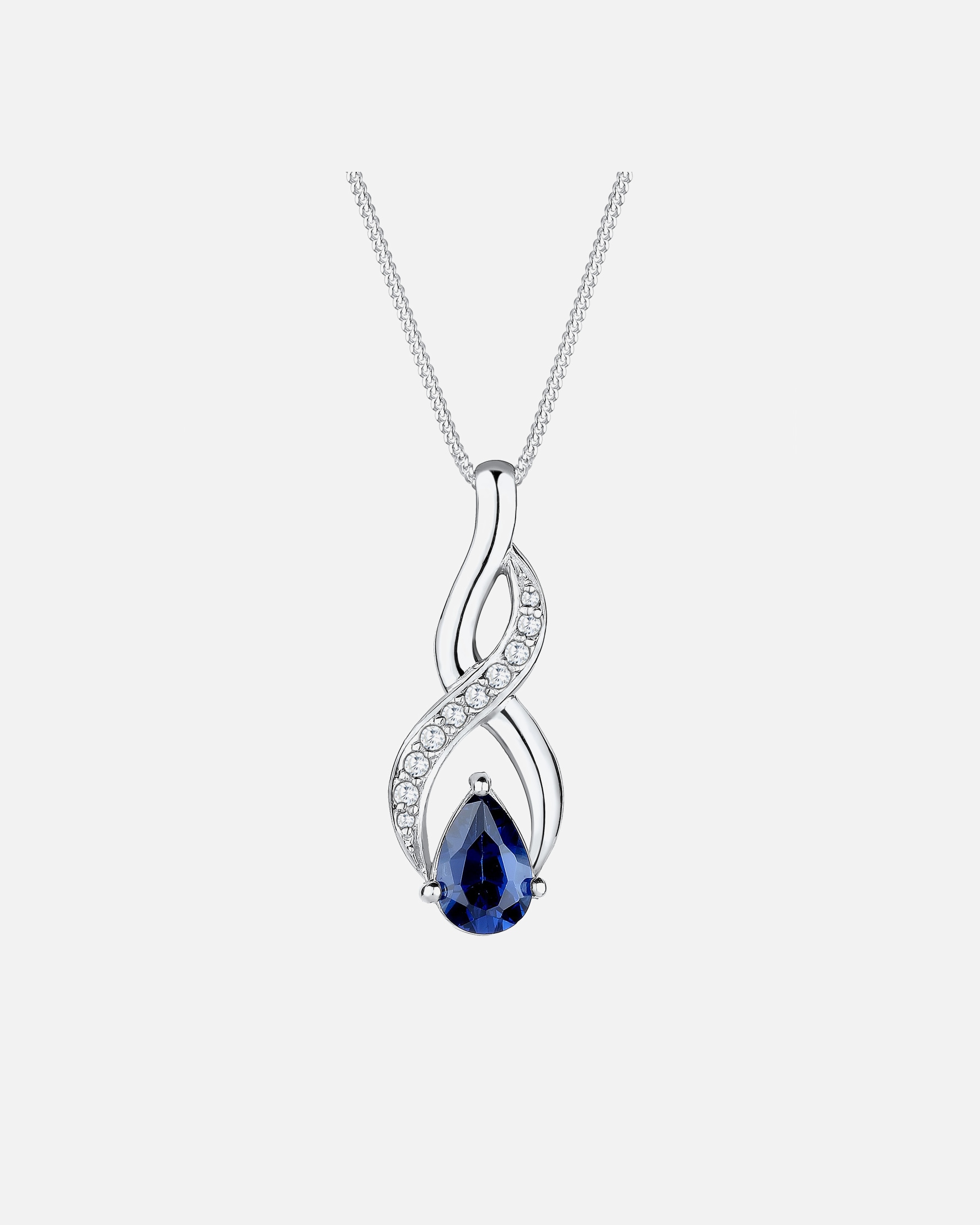 Symbol nieskończoności Elli dla kobiet, cyrkonia i szafir – srebro (925/1000)