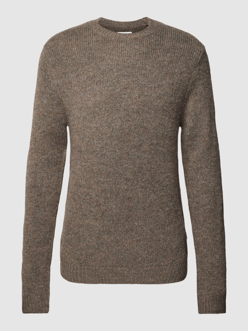Strickpullover mit Rundhalsausschnitt Modell 'Karl' in hellbraun