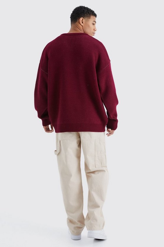 Oversize Fußball-Pullover mit V-Ausschnitt