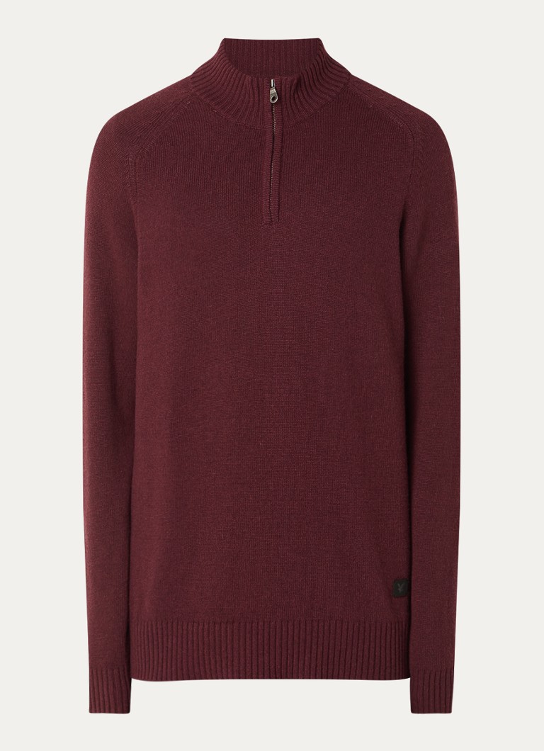Lyle & Scott Saddle finomkötésű kasmírkeverék pulóver félcipzárral