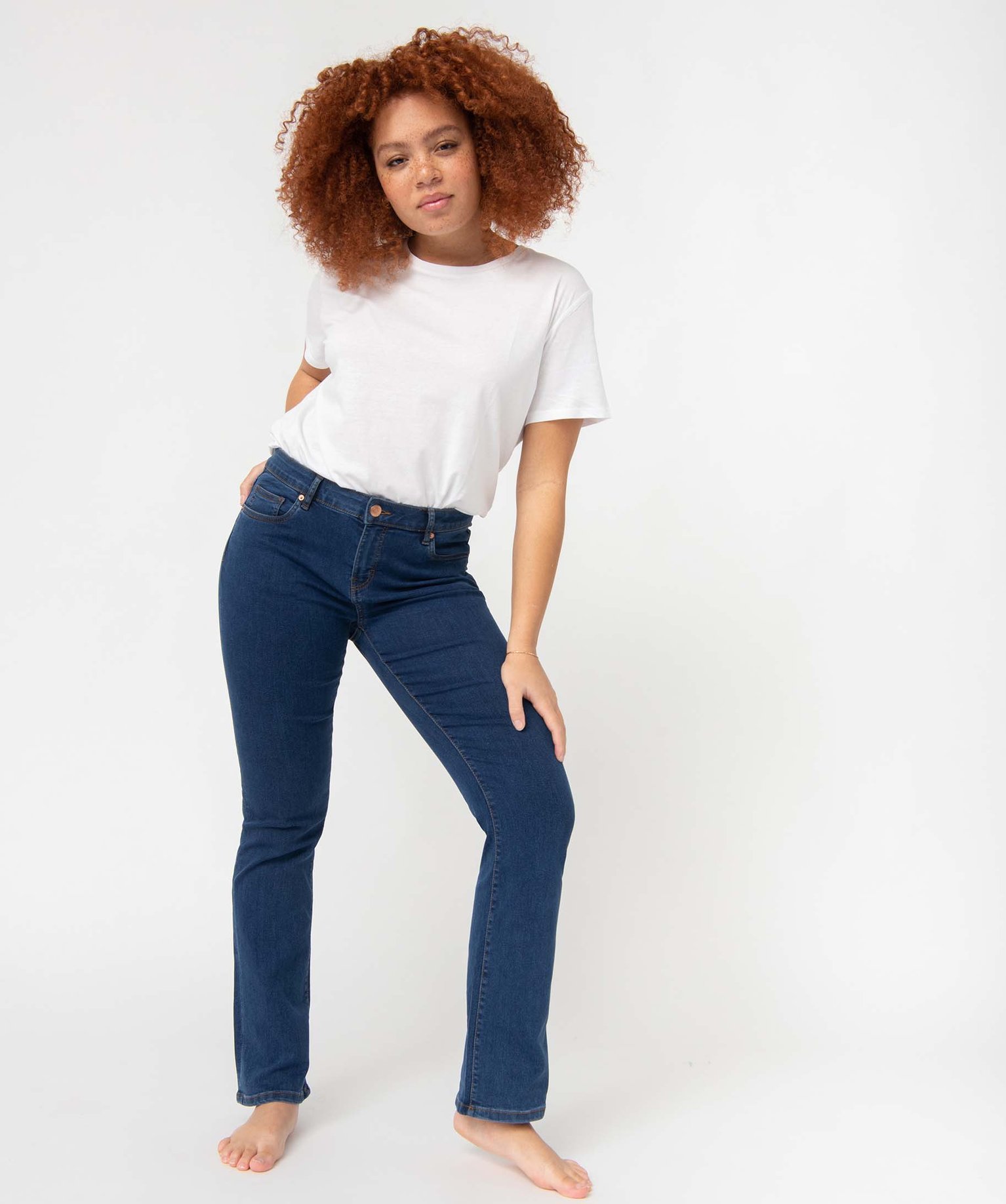 Jean femme coupe Bootcut stretch brut | GEMO