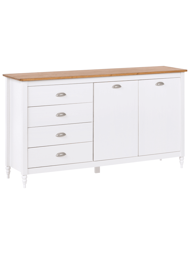Beliani Sideboard SHILLINGTON in Weiß/Heller Holzfarbton/Silber günstig kaufen onesize
