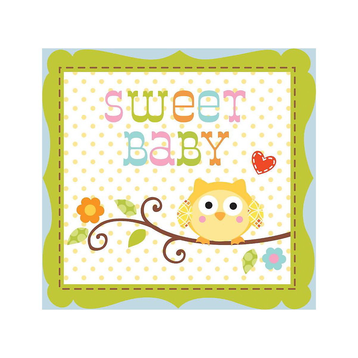 Servietten Baby Eulen blau, 25 cm, 16 Stück
